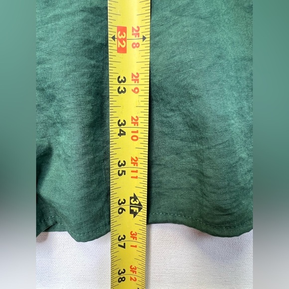 Pretty Garden V neck flutter sleeve tiered knee length dress green, lined sz Lg - Picture 4 of 10